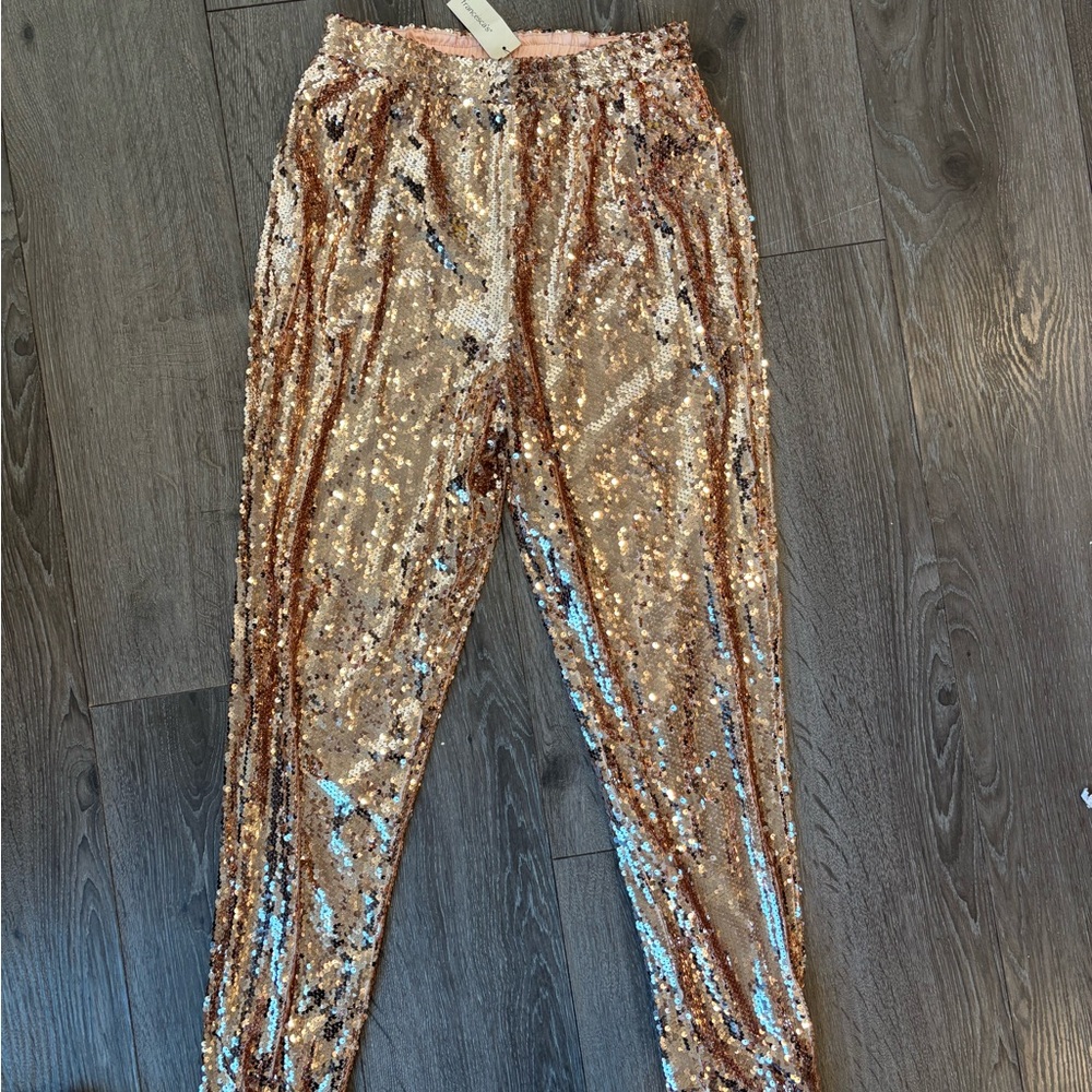 Francesca's Collections Gold Sequin Pants